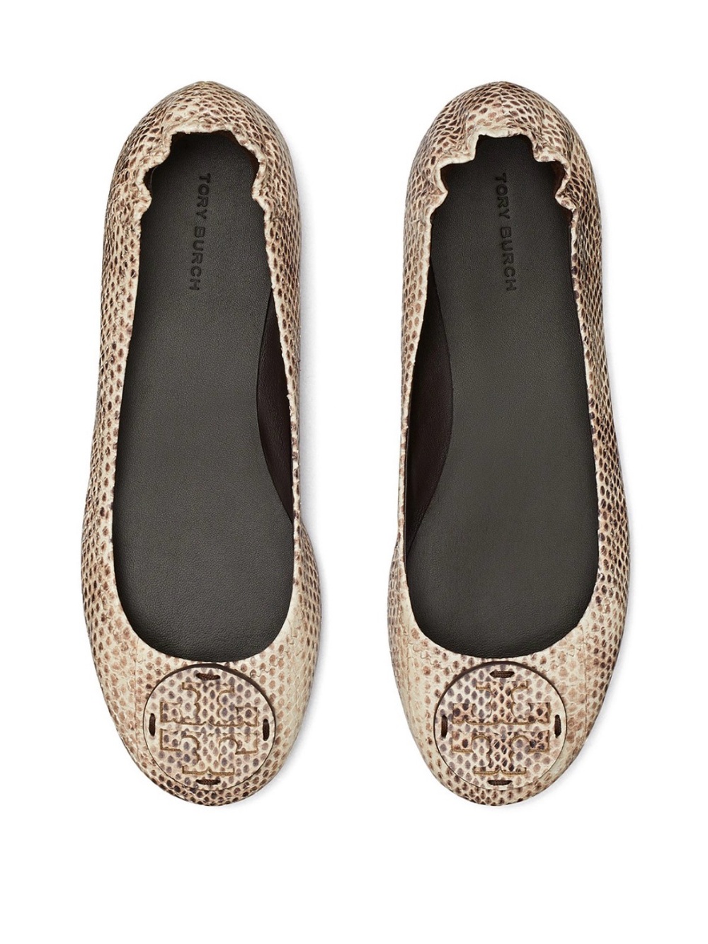 Tory Burch Snake-Print Reva Ballet Flats in Cream Roccia Size 9